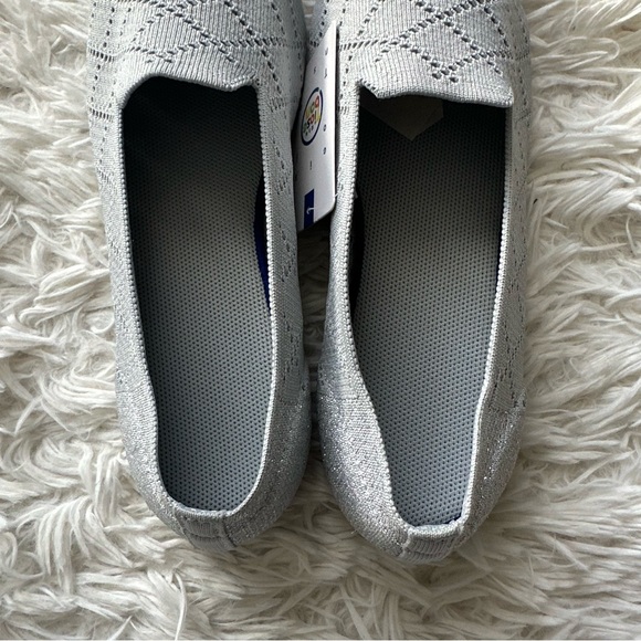Puxowe Womens Ballet Flat Knit Silver New With Tags Size 10.5 - Picture 5 of 9